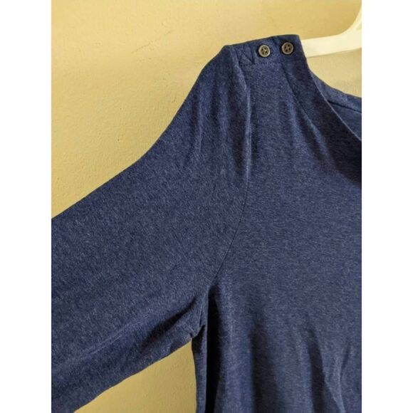 L.L. Bean Dress Women’s Size Small Blue Knit V-Neck 3/4 Sleeve Adjustable Waist - Picture 7 of 8